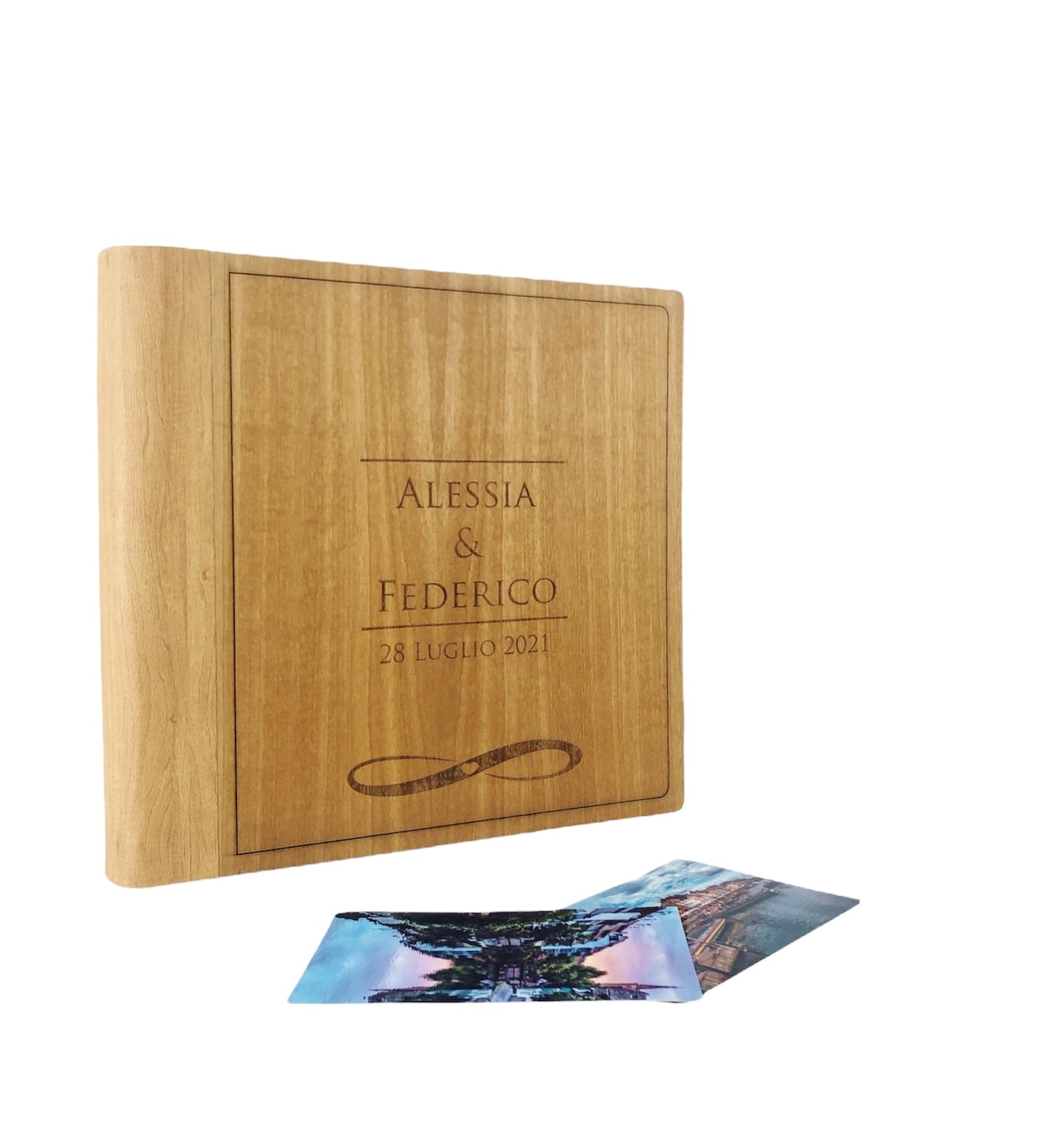 Album fotografico (Infinito) davanti in legno (Personalizzabile)
