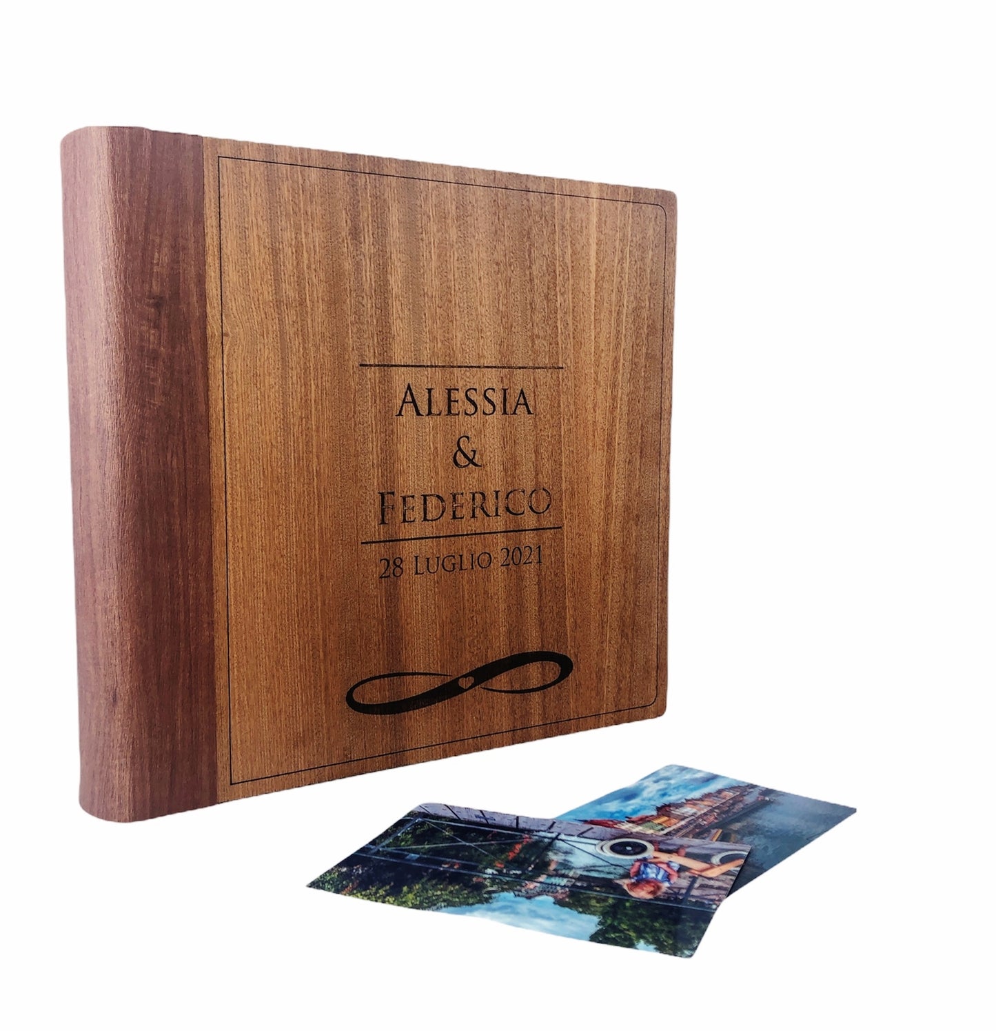 Album fotografico (Infinito) davanti in legno (Personalizzabile)